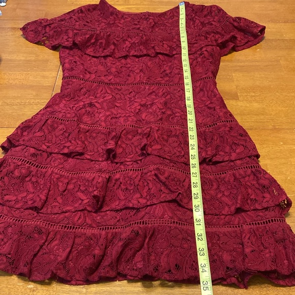 BB Dakota x Revolve Womens Size 4 Red Aphrodite Lace Tiered Cocktail Mini Dress - Picture 15 of 15